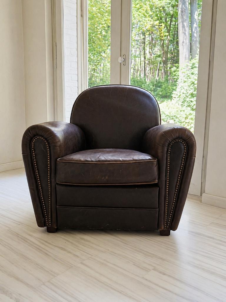 Lederen clubzetel POMAX, 75 à 100 cm, Enlèvement, Utilisé, Cuir