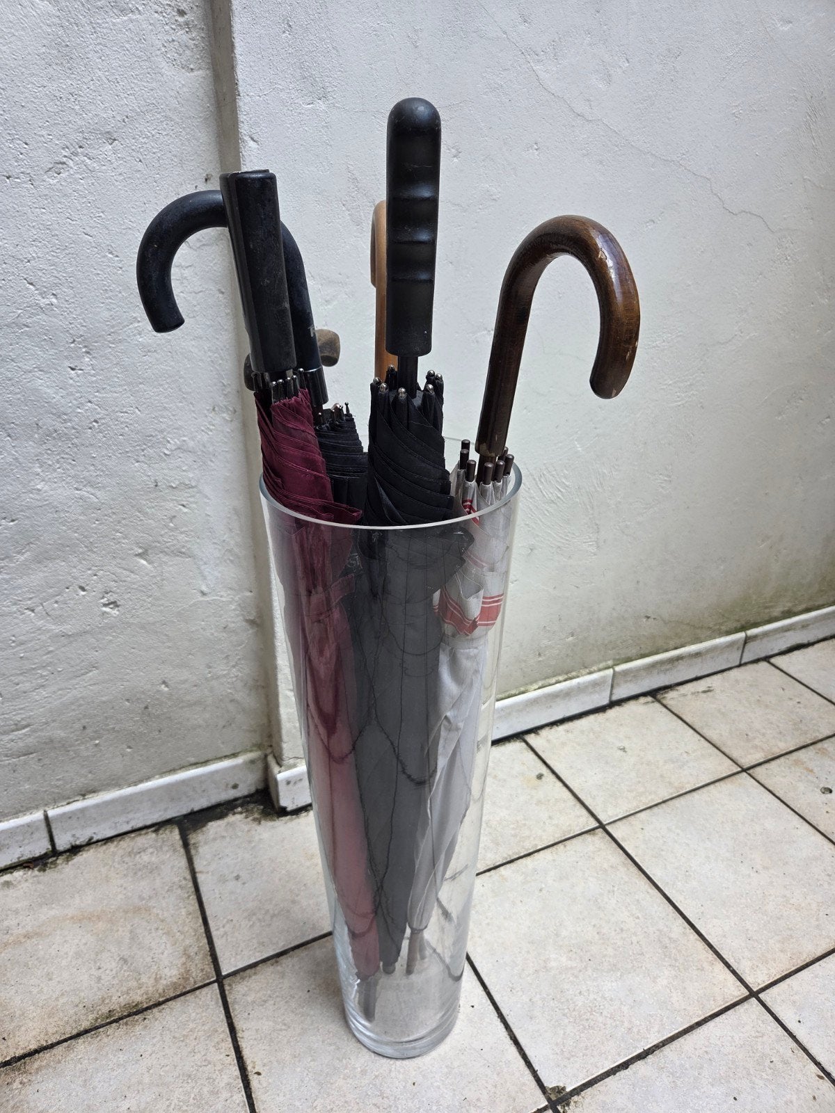 Vloervaas conisch helder glas., Ophalen of Verzenden, Glas