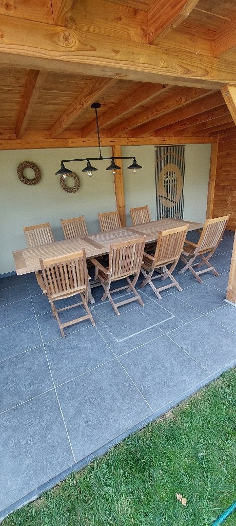 9-delige tuinset in massief teak, Chaise, Salons de jardin, 8 places, Utilisé