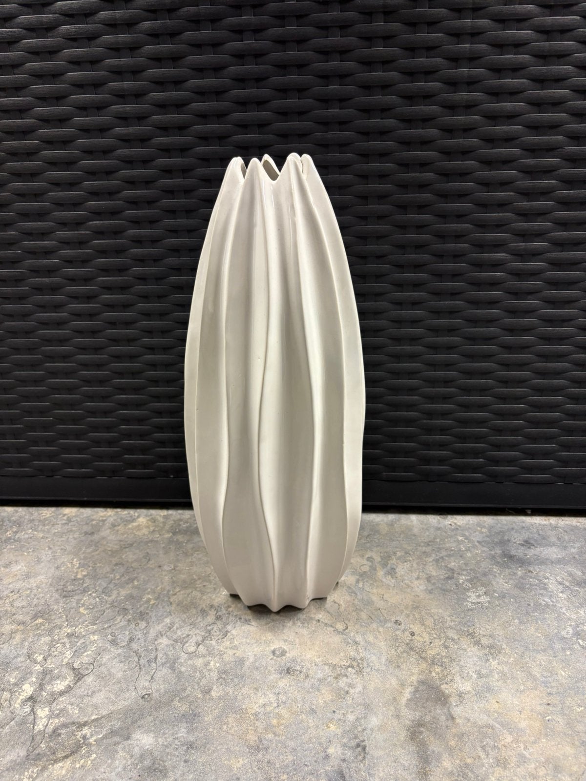 Steengoed vaas - H 40 x D 16 cm, Maison & Meubles, Accessoires pour la Maison | Vases, Utilisé, Pierre/céramique, Blanc, Enlèvement