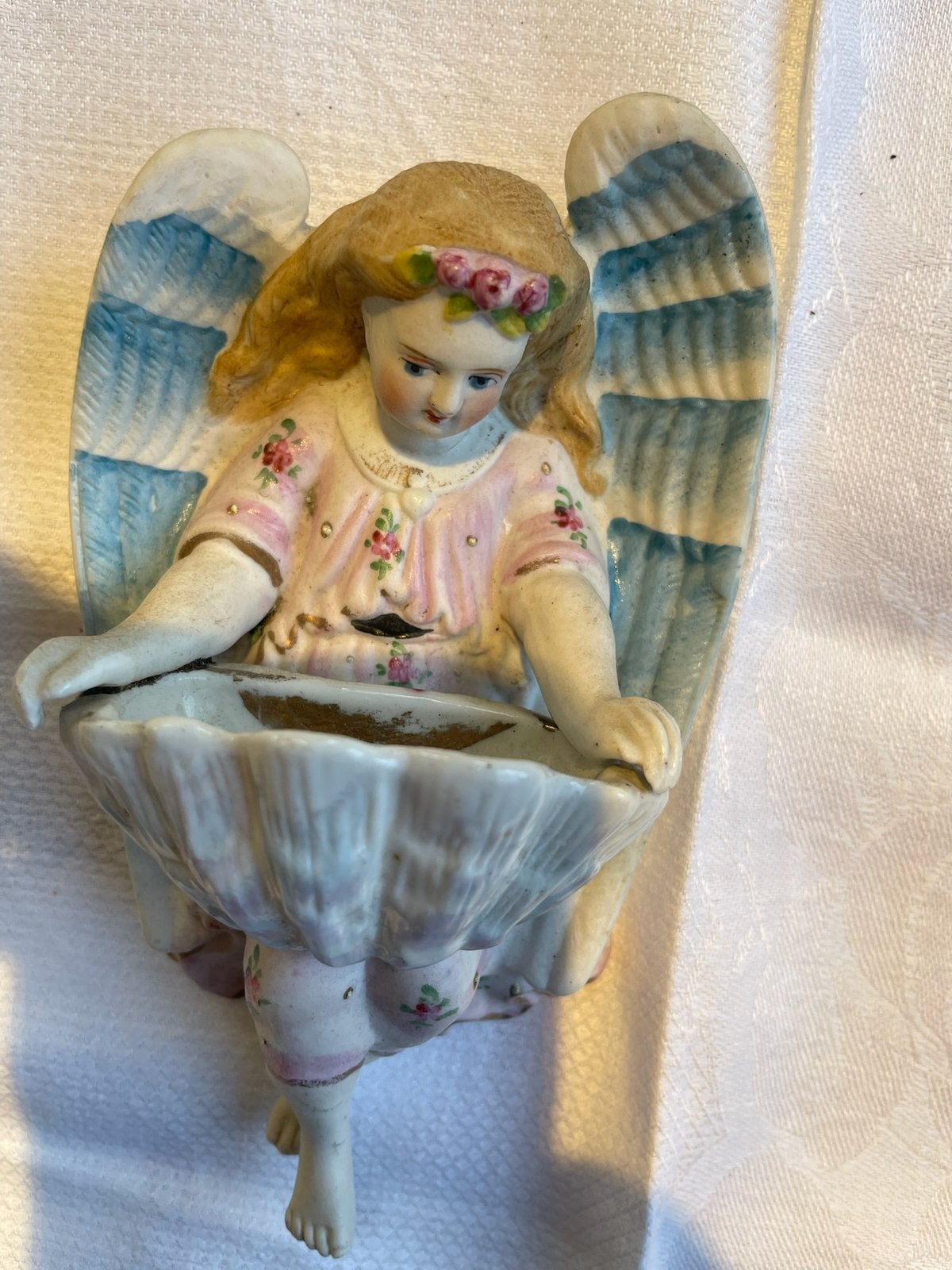 Bénitier ancien début XXième en porcelaine, Enlèvement ou Envoi