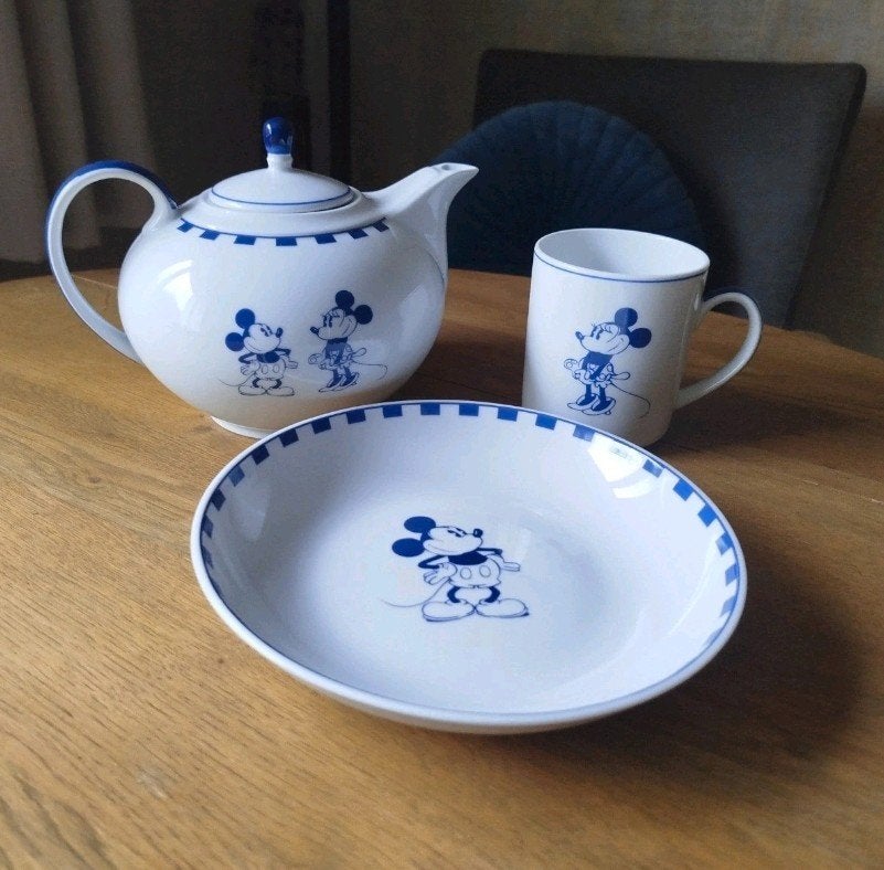 Guy Degrenne Disney Mickey Mouse servies set vintage blauw w, Antiek en Kunst, Ophalen