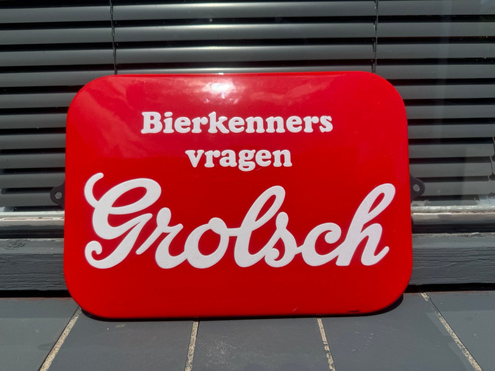 Grolsch bier emaille reclamebord, Verzamelen, Merken en Reclamevoorwerpen, Gebruikt, Reclamebord, Ophalen