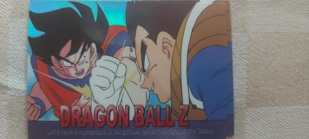 dragonball z kaart reverseholo Goku vs Vegeta, Ophalen of Verzenden, Zo goed als nieuw, Losse kaart