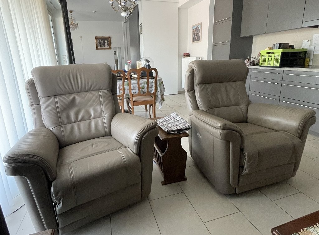 Set van 2 leren elektrische eenpersoons relaxzetels, Huis en Inrichting, Ophalen, Gebruikt, Eenpersoons, Leer