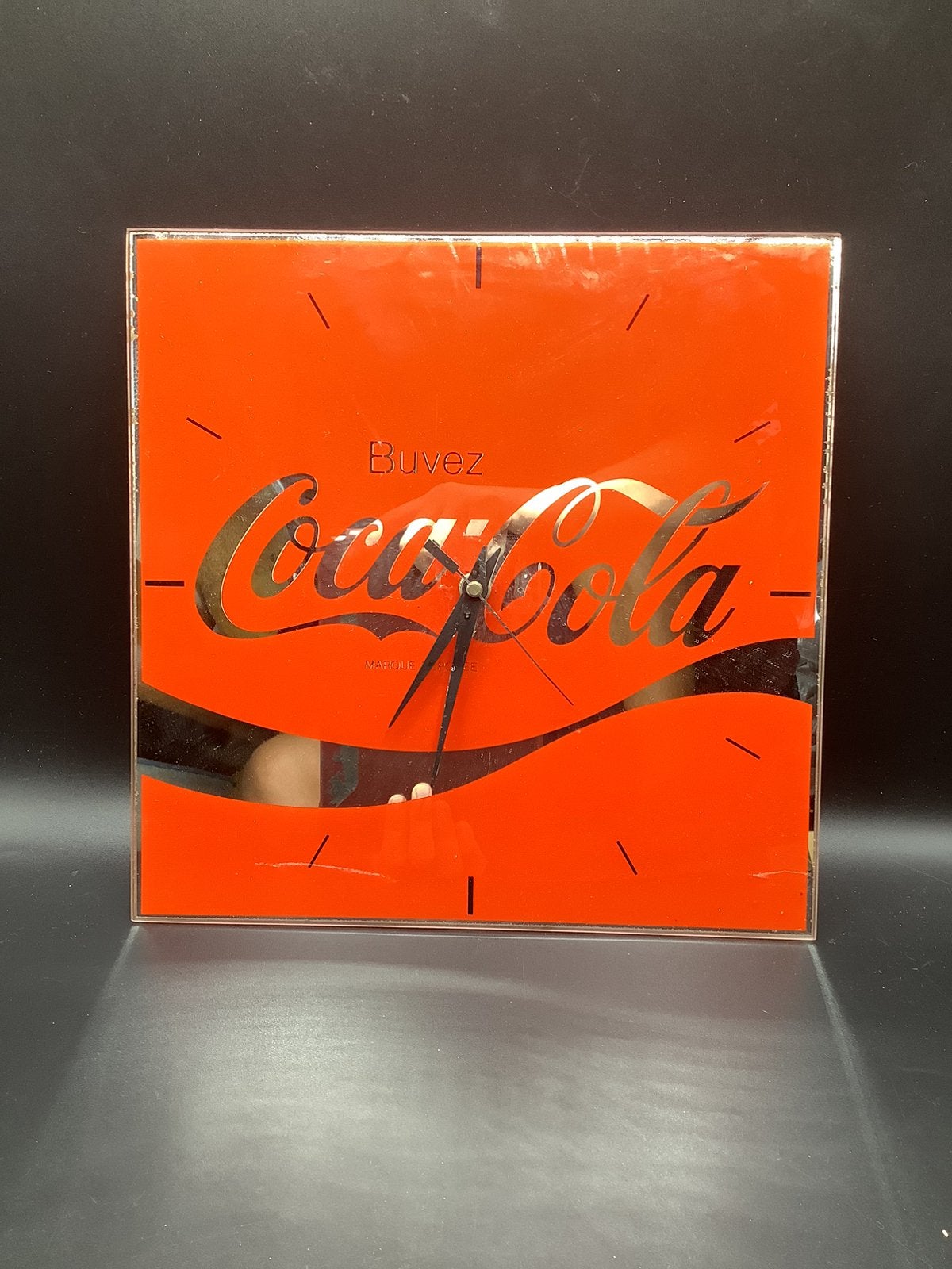 Horloge en verre « Buvez Coca-Cola », Collections, Marques & Objets publicitaires, Enlèvement ou Envoi, Comme neuf