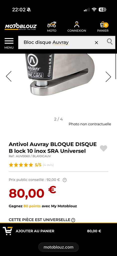 Bloc disque auvray avec alarme, Enlèvement, Comme neuf