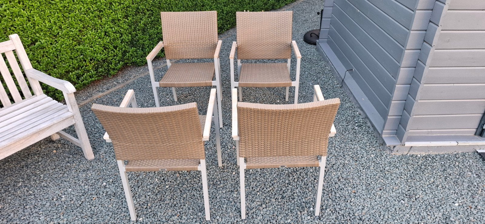 Chaises de terrasse en polyrotin tressé, Enlèvement, Comme neuf, Synthétique