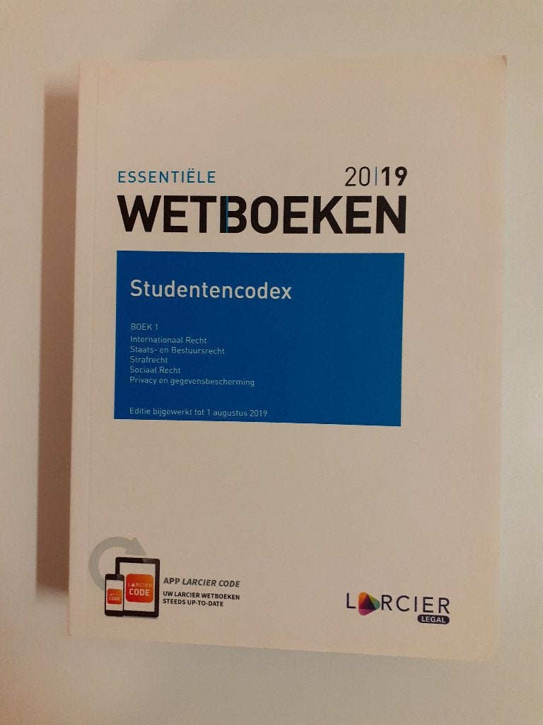 Essentële wetboeken 2019 studentencodex boeken 1-3, Boeken, Ophalen of Verzenden, Zo goed als nieuw