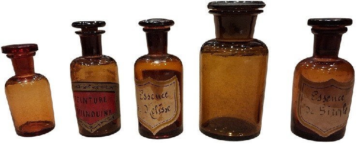lot de 5 anciens pots de pharmacie., Antiquités & Art, Antiquités | Verre & Cristal, Enlèvement ou Envoi