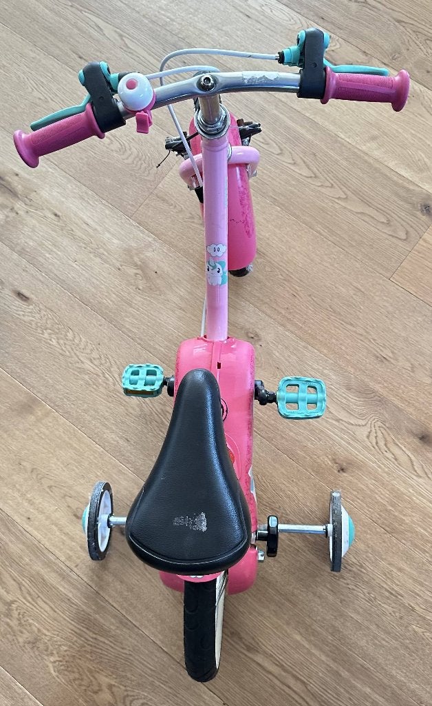 Vélo enfant rose avec petites roues stabilisatrices, Vélos & Vélomoteurs, Enlèvement, Utilisé