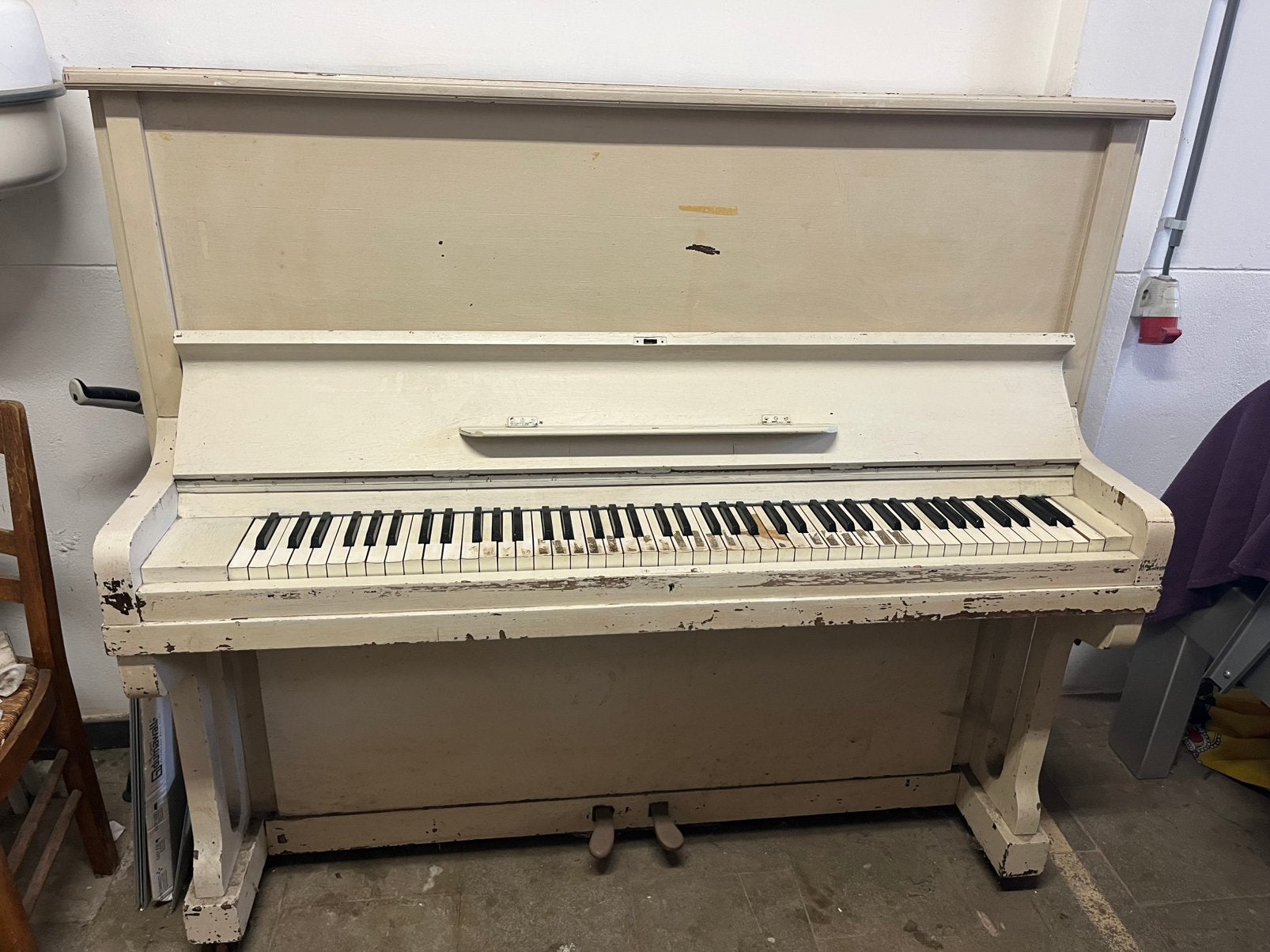 Piano (gebruikt), Muziek en Instrumenten, Piano's, Ophalen, Gebruikt, Wit, Piano