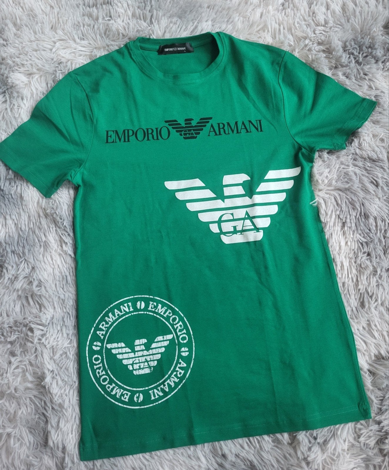 Emporio Armani T-shirt - Mega Eagle-logo - Kelly green - Nie, Emporio Armani, Maat 52/54 (L), Verzenden, Nieuw