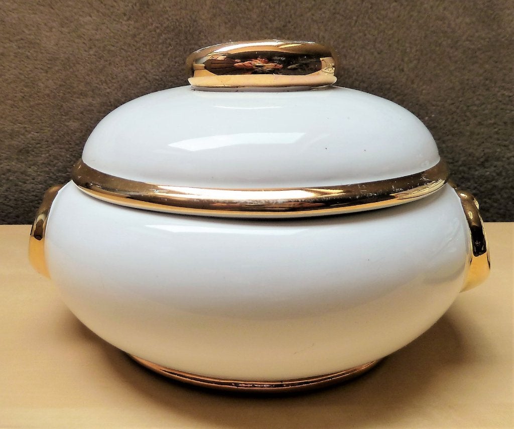 porselein pot met goudrand 15 cm, Ophalen of Verzenden