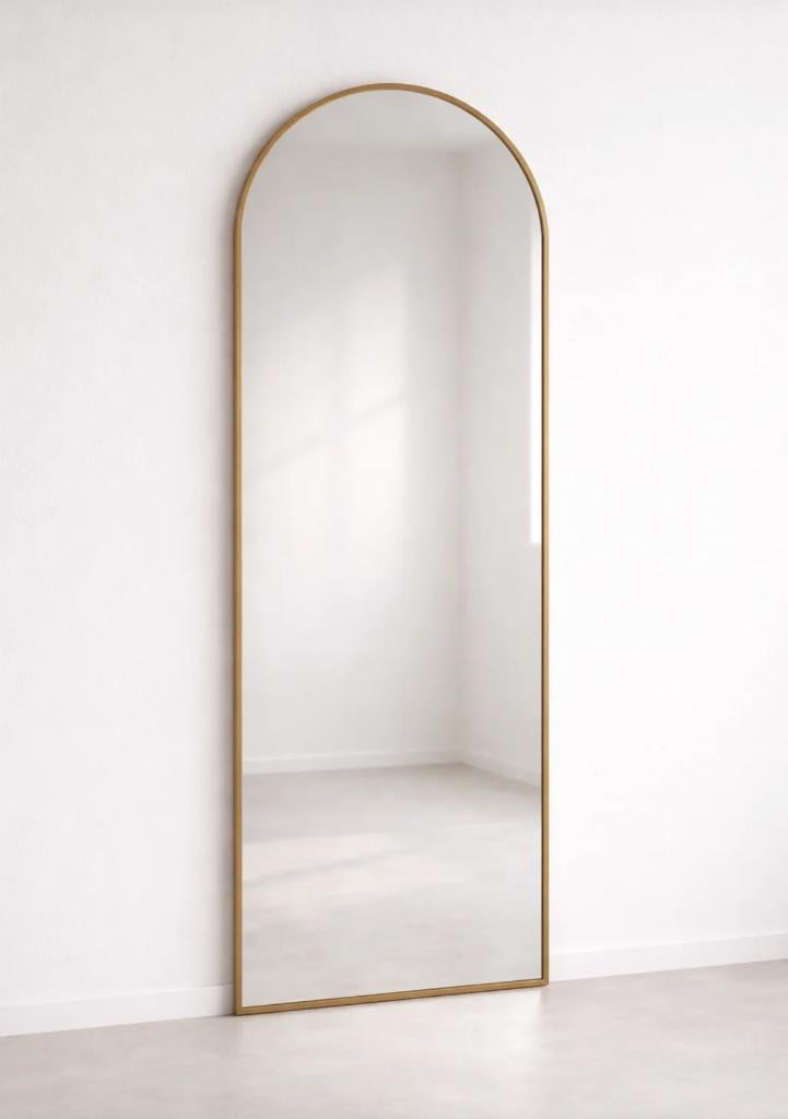 Goud Staande Ovale Spiegel - 180x60, Verzenden, Nieuw, 75 tot 100 cm, 150 tot 200 cm