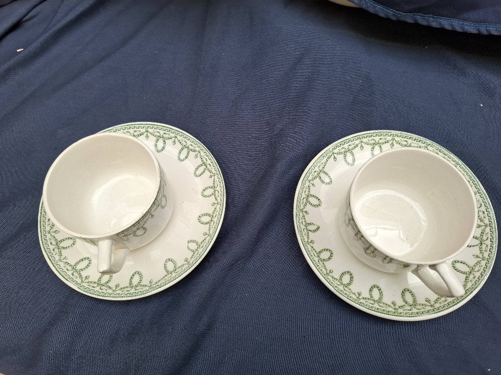 Boch Bonaparte-model - 2 koffiekopjes en 2 schoteltjes, Antiek en Kunst, Ophalen of Verzenden
