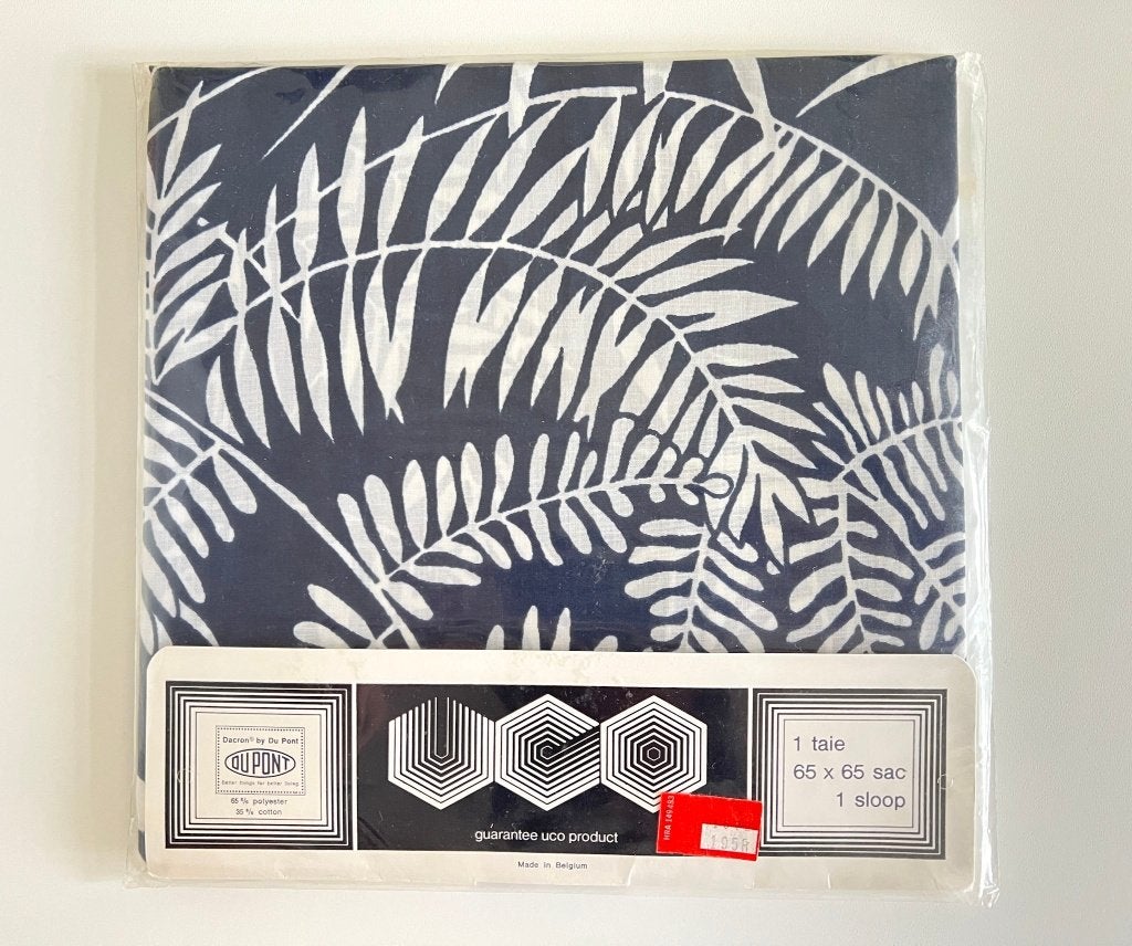 Taie bleu foncé à motif feuilles de palmier blanches Du Pont, Maison & Meubles, Neuf, Oreiller, Enlèvement ou Envoi, Aucun