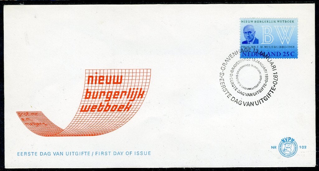 NEDERLAND E102 FDC 1970 - Burgerlijk Wetboek, Verzenden, Na 1940, Gestempeld
