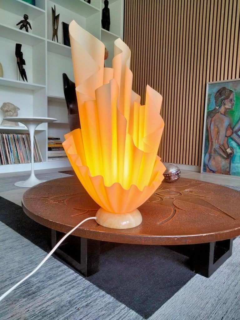 Vintage design lamp tafelmodel, Ophalen, Gebruikt, Sfeerlamp, Natuurlijk materiaal