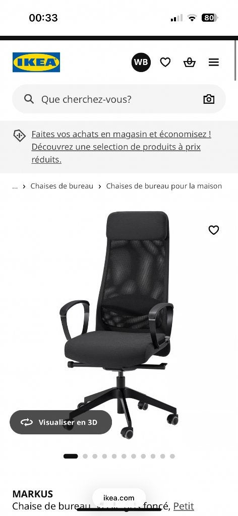 Chaise de bureau IKEA, Enlèvement, Neuf, Noir, Chaise de bureau