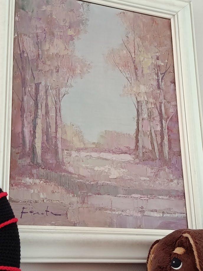 schilderij bomen in een dreef, Antiek en Kunst, Ophalen of Verzenden