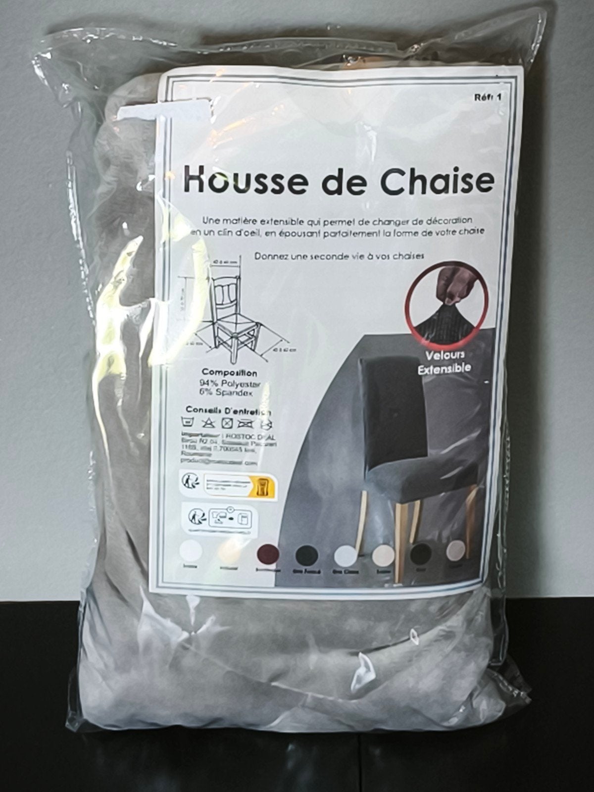 Housse de chaise extensible en velours, Enlèvement ou Envoi, Neuf, Gris, Une