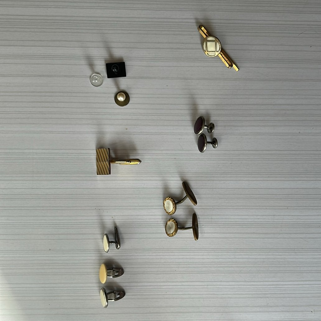 Lot 12 Bijoux Homme Vintage : Boutons Manchette, Cravate, Enlèvement, Utilisé, Autres matériaux
