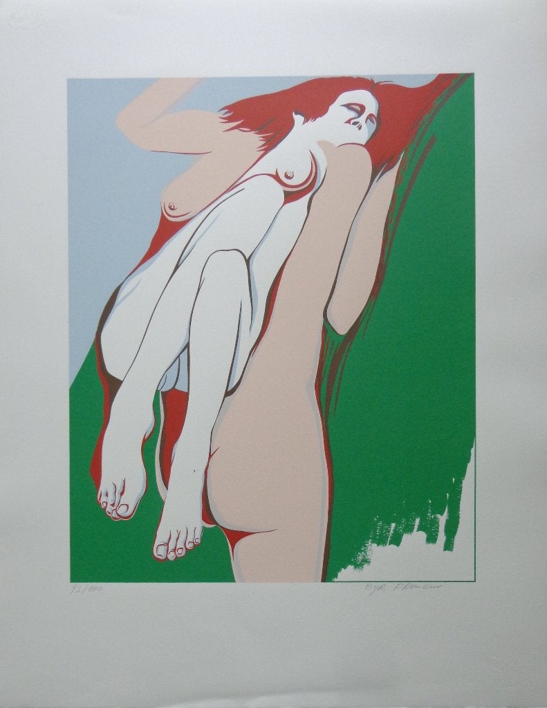 CYR FRIMOUT / NAAKTE FIGURATIE / KLEURZEEFDRUK / 65x51cm SIG, Signé, Enlèvement ou Envoi
