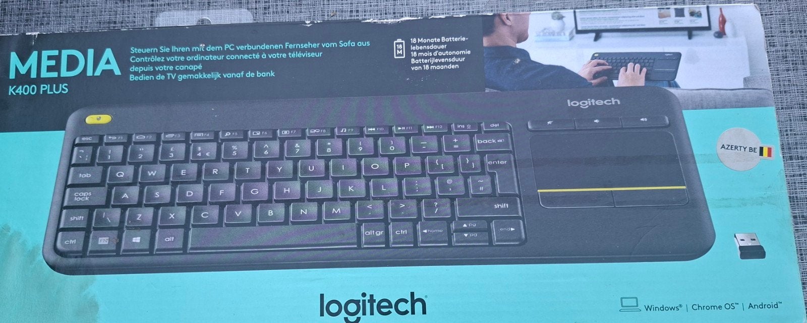 Draadloos toetsenbord Logitech K400 Plus, Computers en Software, Toetsenborden, Logitech G, Ophalen of Verzenden, Draadloos, Nieuw