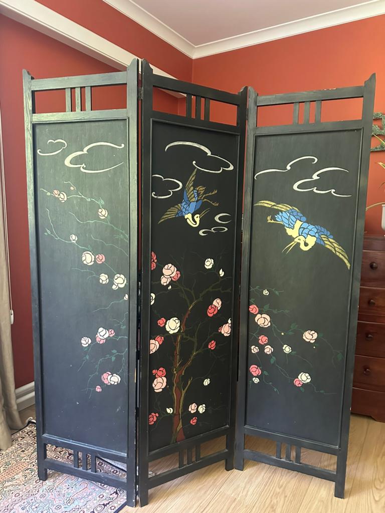Decoratief kamerscherm met vogel- en bloemmotief, Enlèvement, Utilisé