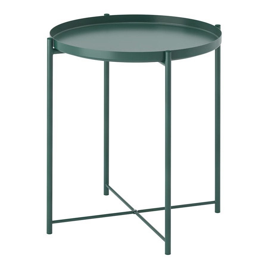 Salontafel/dienblad, Huis en Inrichting, Tafels | Bijzettafels, Minder dan 55 cm, Metaal of Aluminium, Rond, Zo goed als nieuw