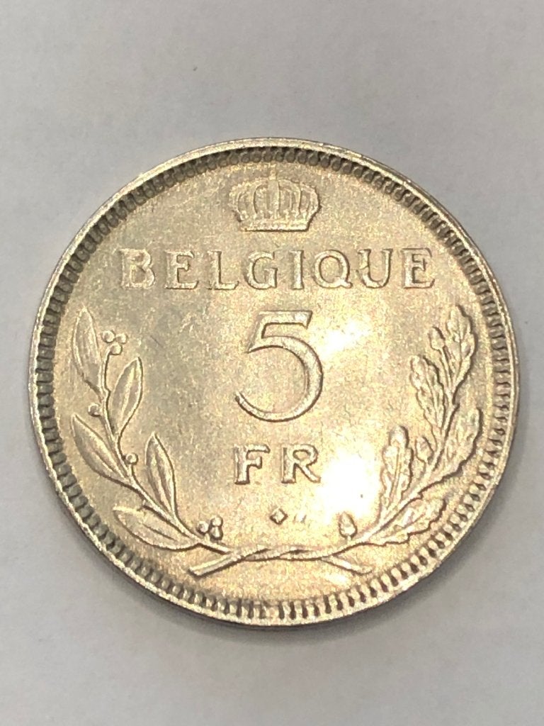 Munt België 5 FR Leopold III jaartal 1937 pos B zeldzamer  !, Ophalen of Verzenden, Overig, Losse munt