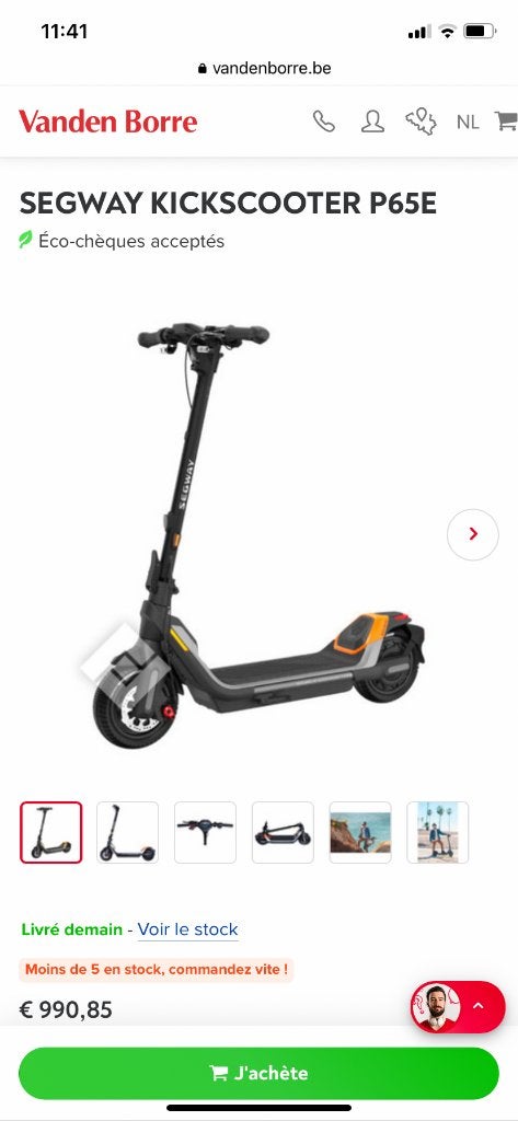 Trottinette électrique segwey p65, Enlèvement, Comme neuf, Step électrique (E-scooter), Segway Ninebot