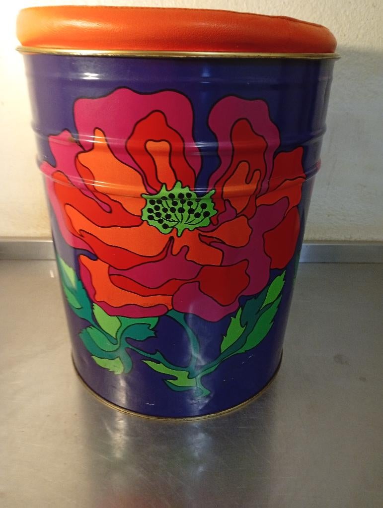 Zeldzame Flower Power Vintage barrelkruk uit 1968, Verzamelen, Ophalen