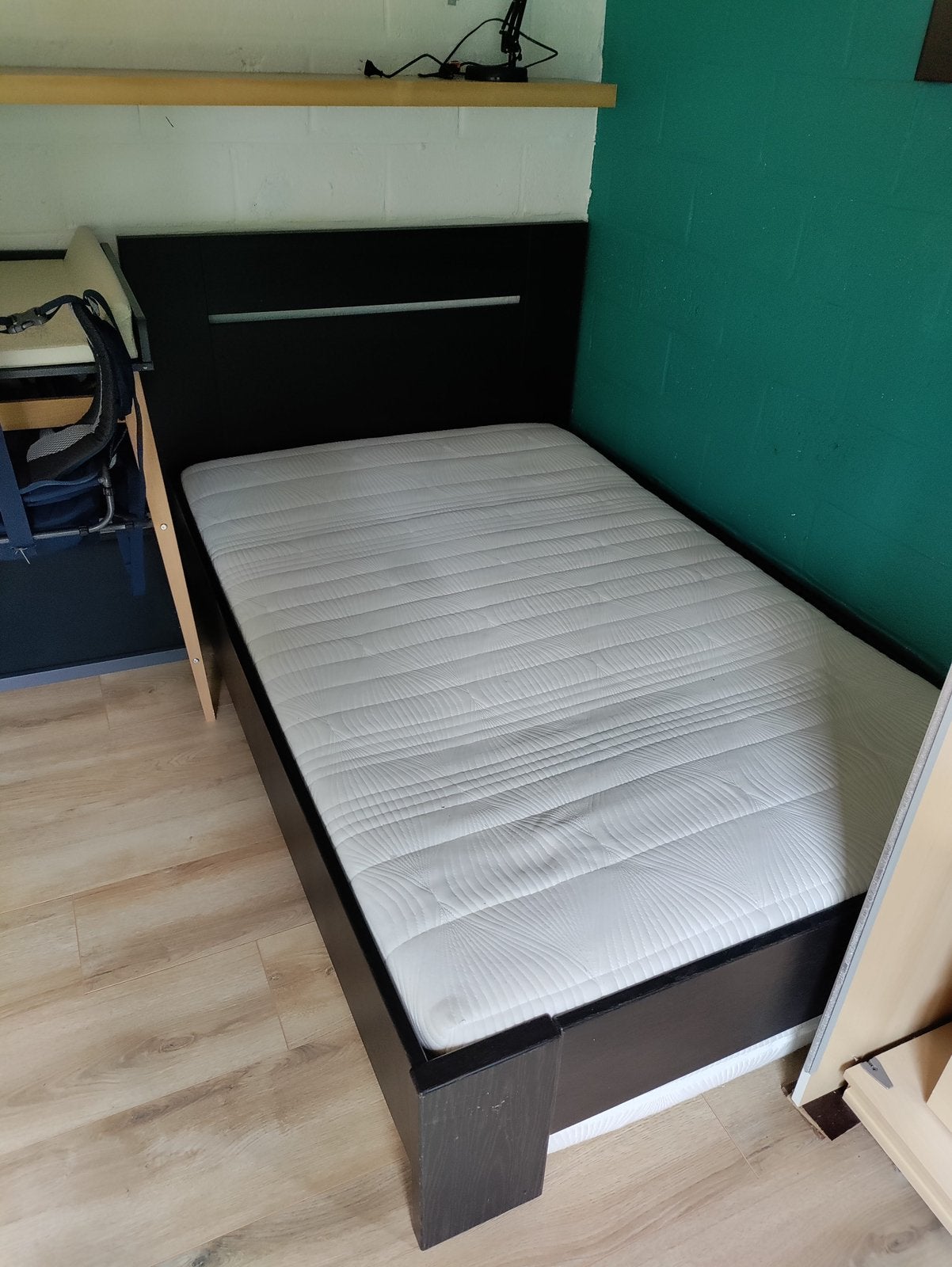 Elegante twijfelaar bed 120 op 200, Ophalen, Zwart, Zo goed als nieuw, Twijfelaar