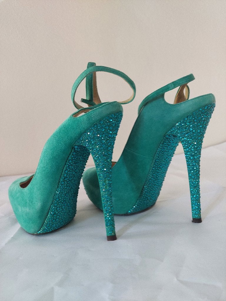 832C* Jimmy CHOO sexy groene volledig leren schoenen (40), Ophalen of Verzenden, Schoenen met hoge hakken, Jimmy Choo, Gedragen