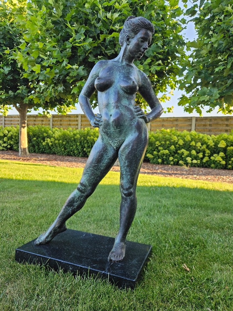 Duriez Irénée bronzen staand naakt zéér vroeg werk lees aub!, Brons, Beeld, Bruin, 50 - 100 cm