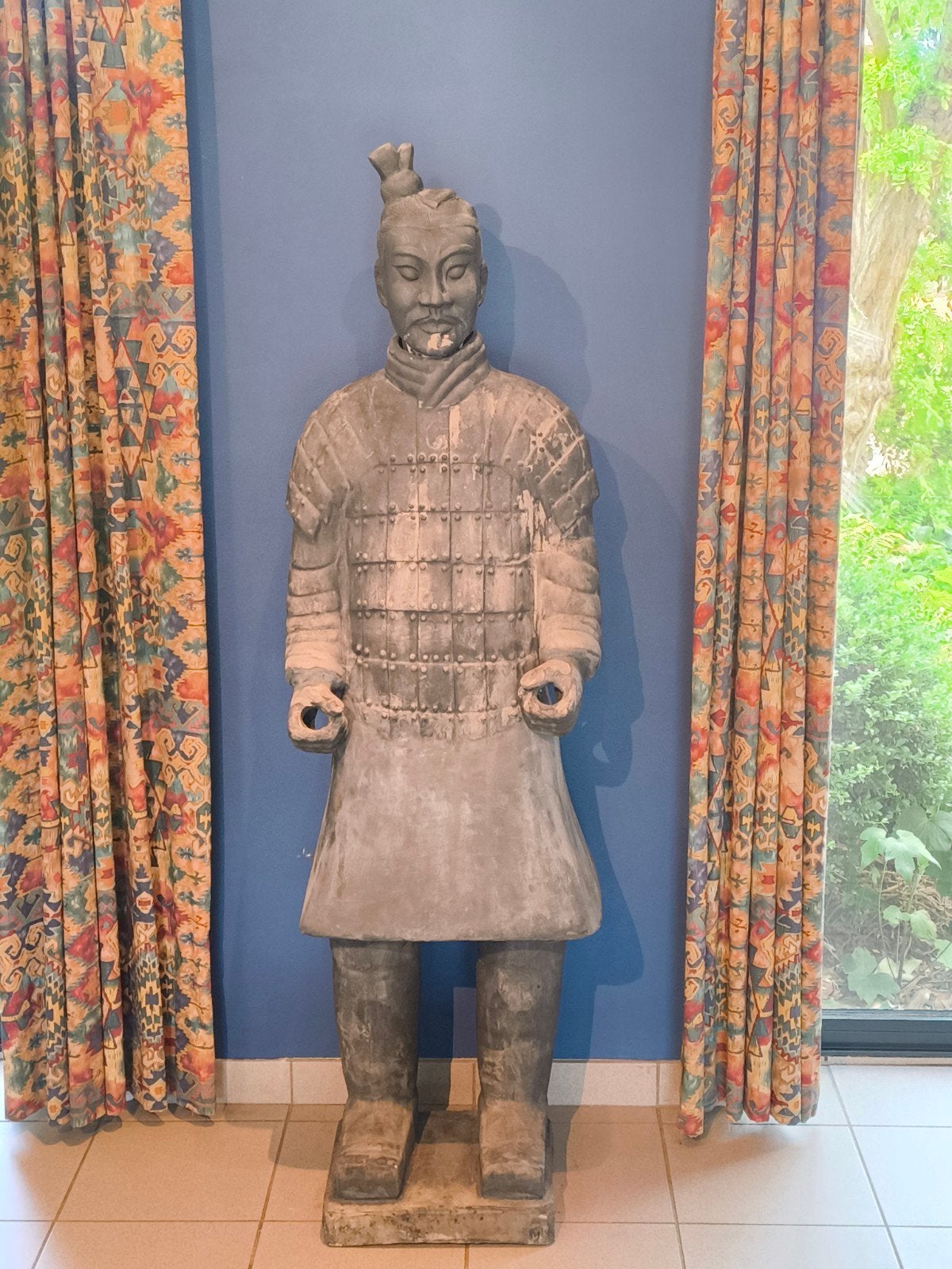 Chinese krijger terracotta leger, Huis en Inrichting, Woonaccessoires | Boeddhabeelden, Ophalen, Zwart, Massief, Zo goed als nieuw
