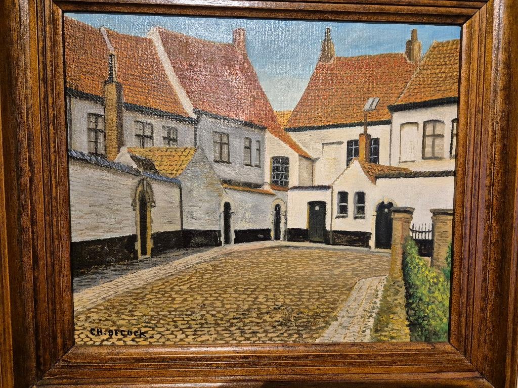 Tableau peinture béguinage, Antiquités & Art, Enlèvement ou Envoi