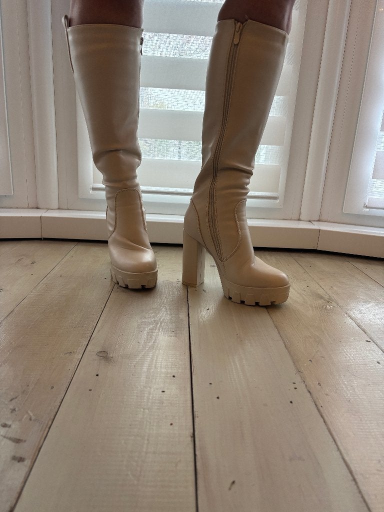Bottes hautes beige, Enlèvement ou Envoi, Beige, Comme neuf, Bottes hautes