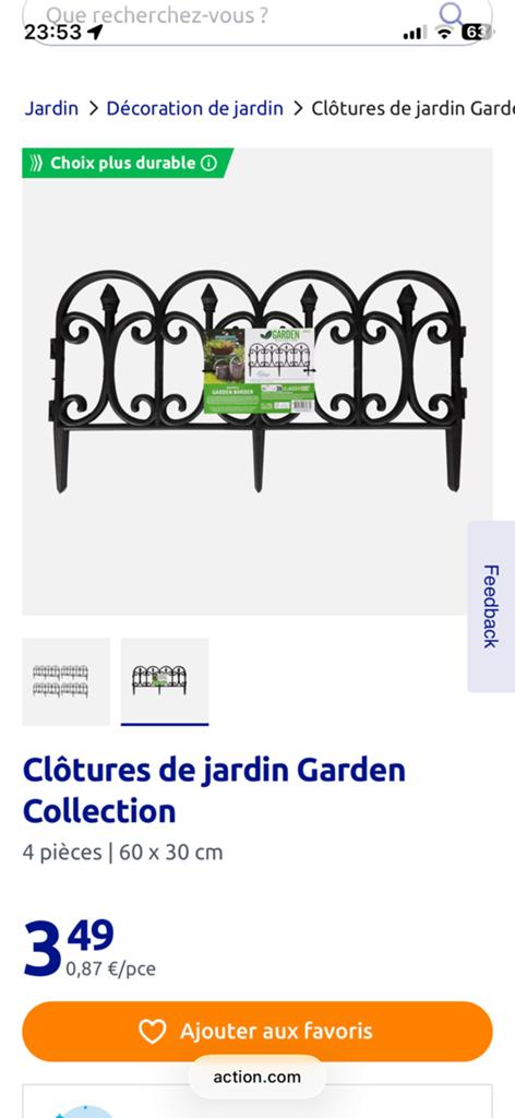 Clôture de jardin du action. Neuve et emballées., Ophalen, Nieuw, Kunststof, Sierhekwerk