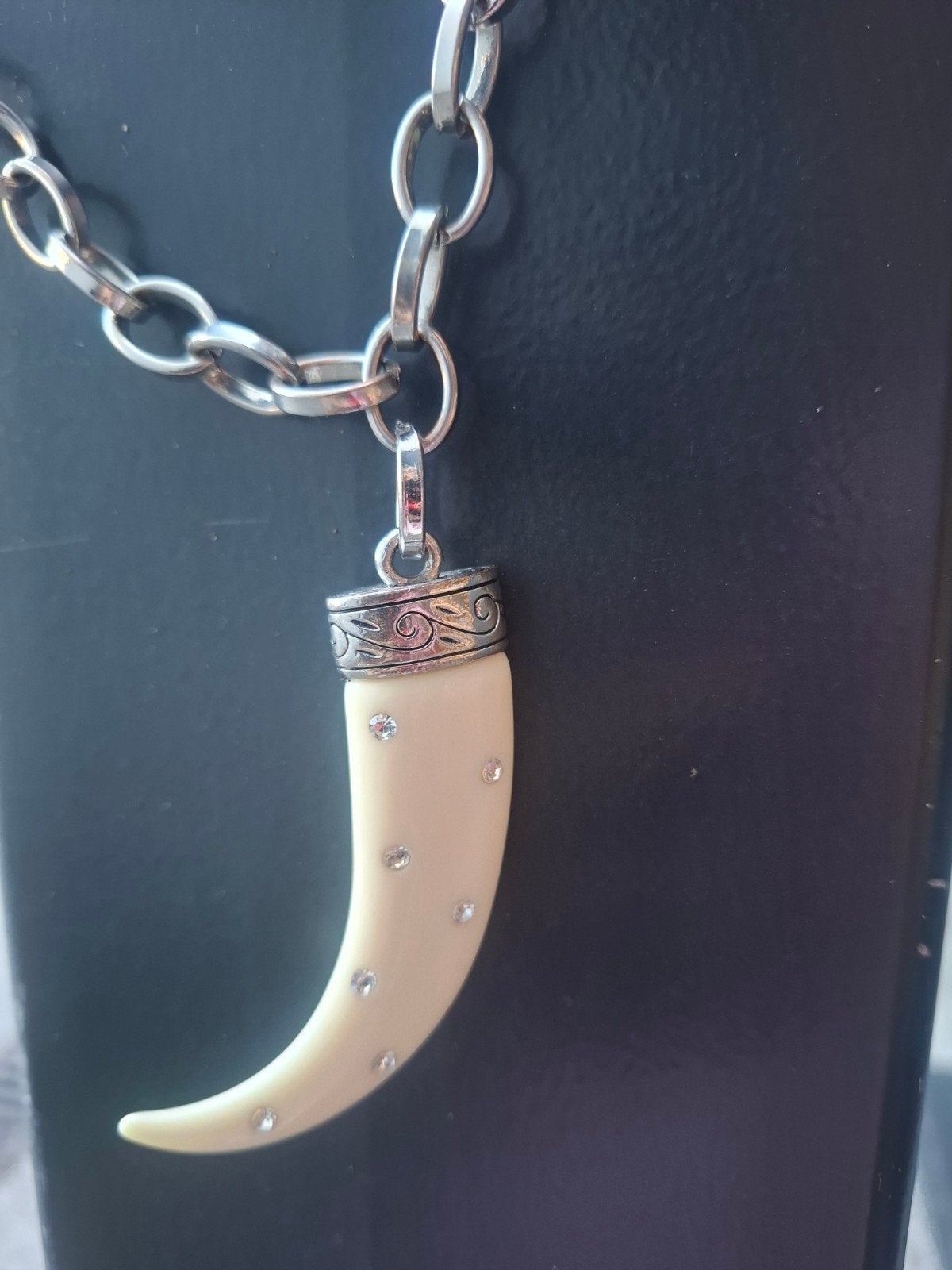 zilveren gaasketting met opaalhoorn, Met hanger, Beige, Nieuw, Ophalen of Verzenden