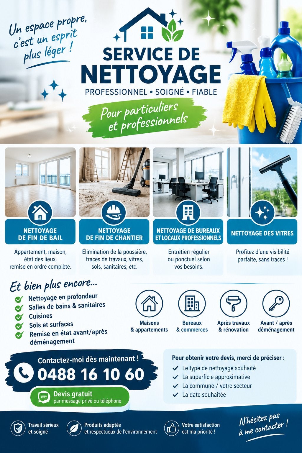 BESOIN D’UN NETTOYAGE IMPECCABLE ? JE M’OCCUPE DE TOUT !, Vacatures