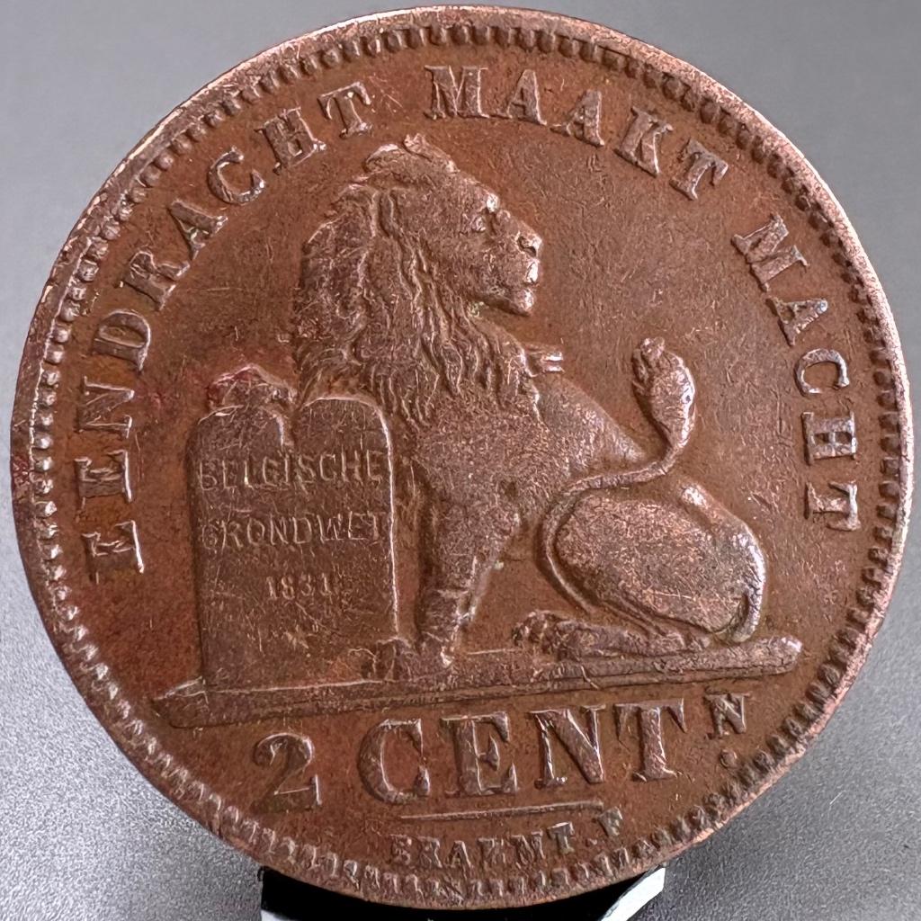 2 Centimen - Koper - Belgische Leeuw LPII - 1902, Ophalen of Verzenden, Metaal, Losse munt