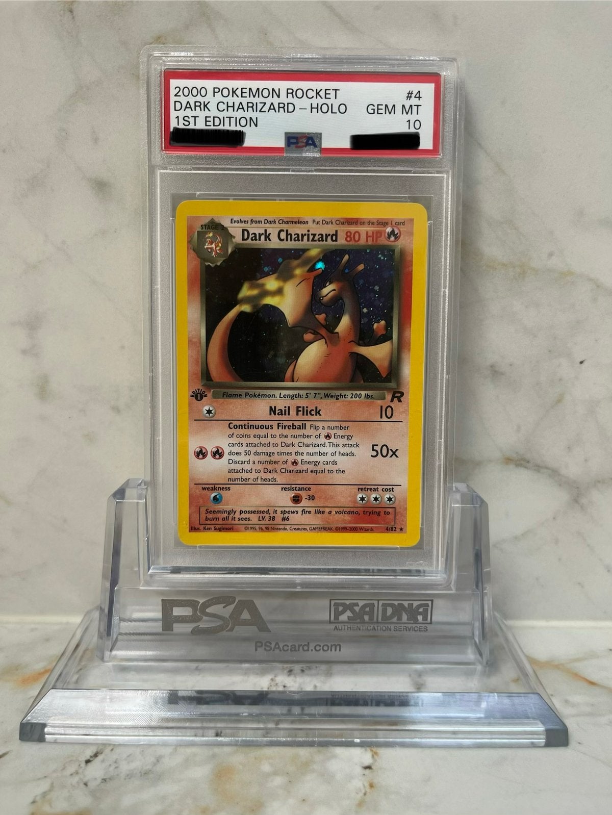 DARK CHARIZARD-HOLO 1st EDITION PSA 10, Ophalen, Zo goed als nieuw