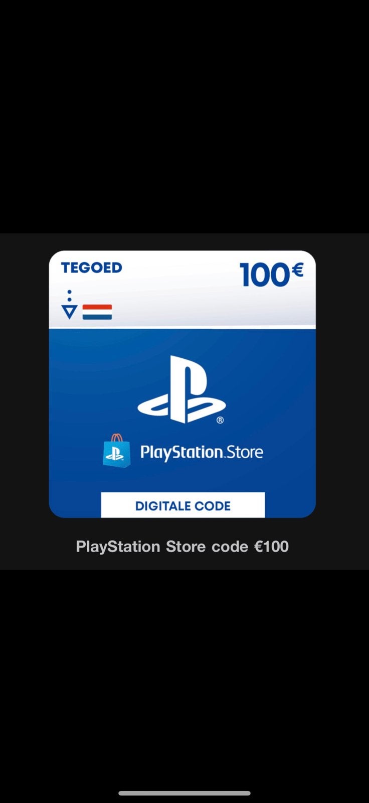 PlayStation Store kaart €100 Nederland (ongebruikt) – €75, Eén persoon, Cadeaubon, Overige typen