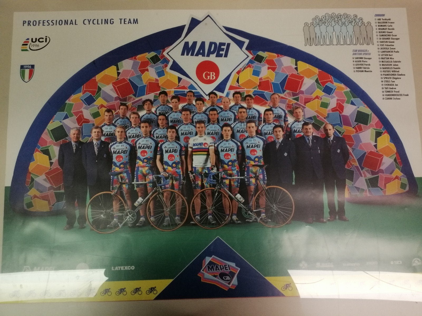 gesigneerd en ingekaderd poster wielrenners, Verzamelen, Muziek, Artiesten en Beroemdheden, Ophalen, Gesigneerd