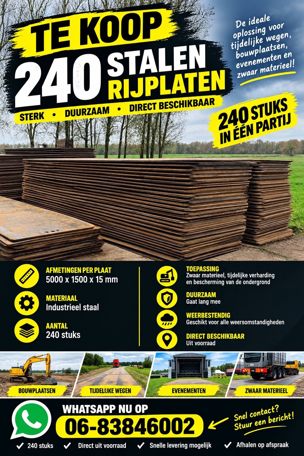 Stalen rijplaten, Doe-het-zelf en Bouw, Ophalen, Zo goed als nieuw