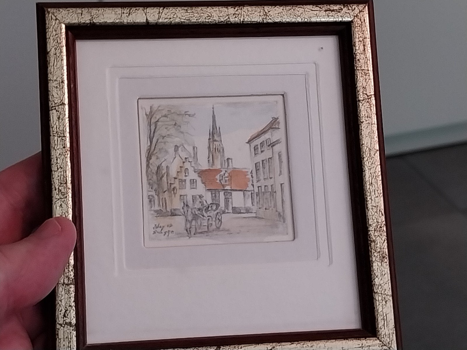 Mooie tekening uit Brugge ( gesigneerd), Antiek en Kunst, Kunst | Etsen en Gravures, Ophalen of Verzenden, Gesigneerd