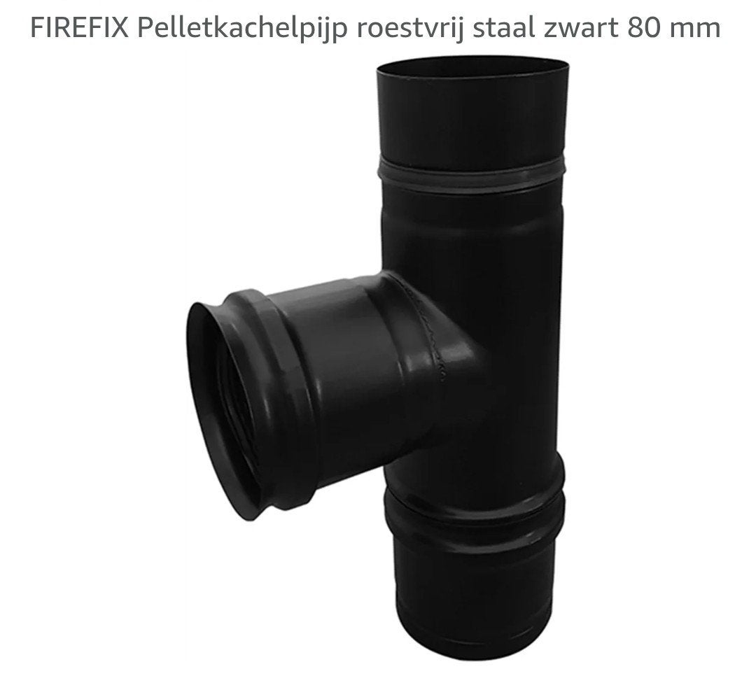 T-stuk voor pelletkachel roestvrij staal zwart 80 mm, Ophalen